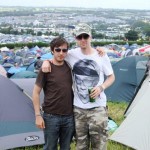 Me and my best bud at our first Glastonbury with our tremendous view from the Paines Ground.