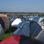 The view on the first morning of our first Glastonbury...