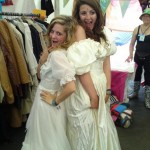 Chillin in wedding dresses bought in oxfam!