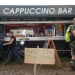 We thought this sign was so funny, and the coffee from the unit behind was the best we had a glastonbury