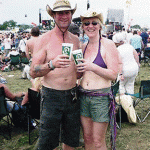 Celebrating our engagement with Status Quo at The Pyramid Stage on Sunday morning 28th June 2009