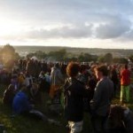 A view from above the Stone Circle around sunset.