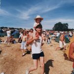 My dad and I at Glastonbury in 1989