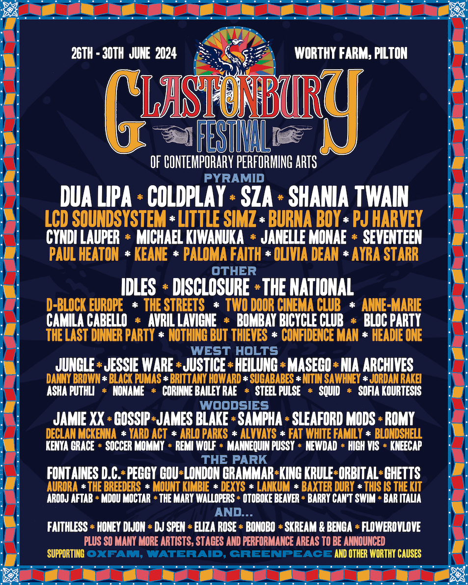 Glastonbury Festivals Line-Up 2024 Poster