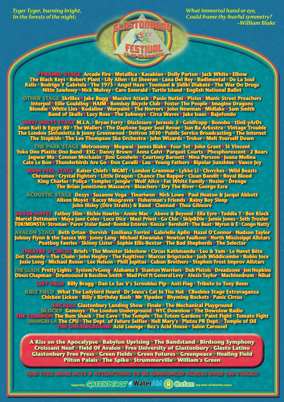 Glastonbury Festivals Line-Up 2014 Poster