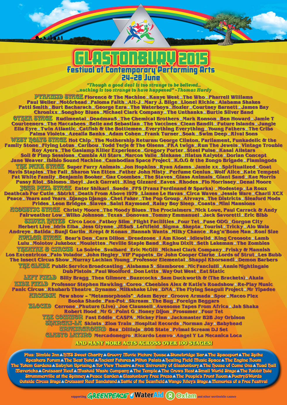 Glastonbury Festivals Line-Up 2015 Poster