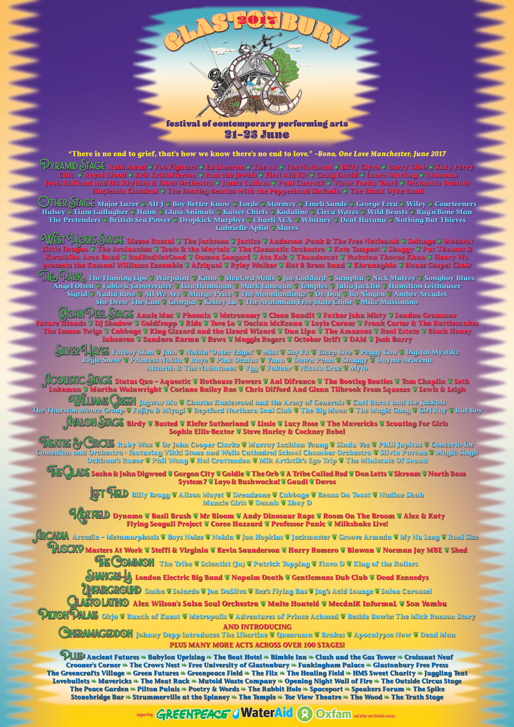 Glastonbury Festivals Line-Up 2017 Poster