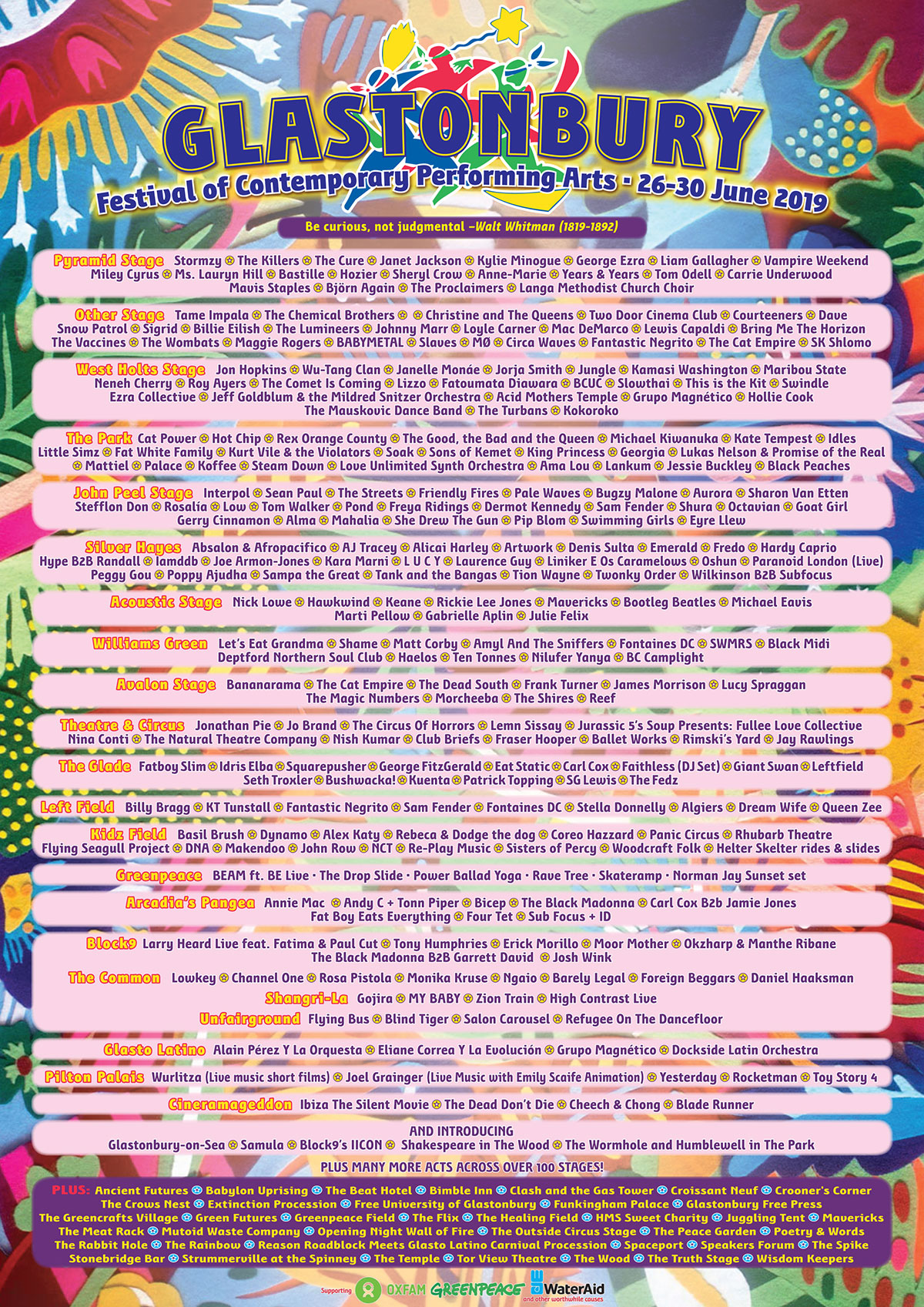 Glastonbury Festivals Line-Up 2019 Poster